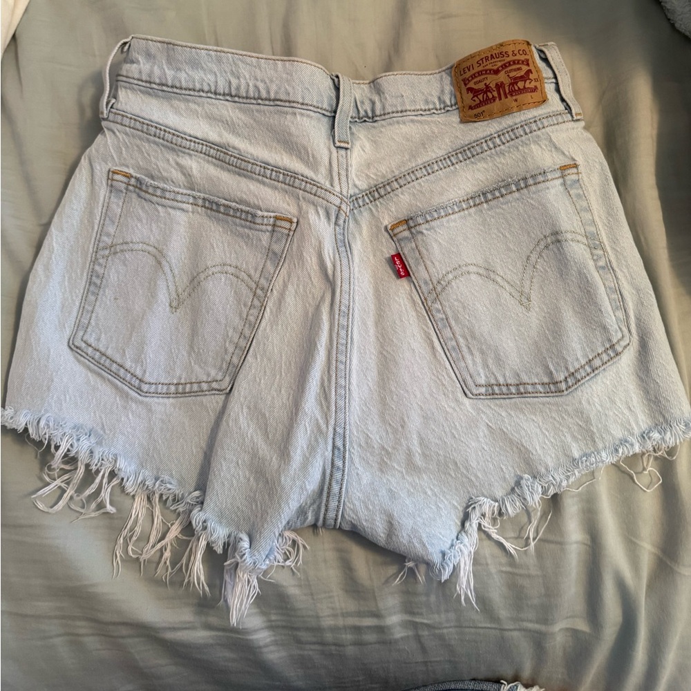 Levi's Light Blue Distressed Denim Cutoff Shorts